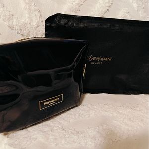 New YSL Black Patent Leather Beaute Make Up Pouch and YSL Duster